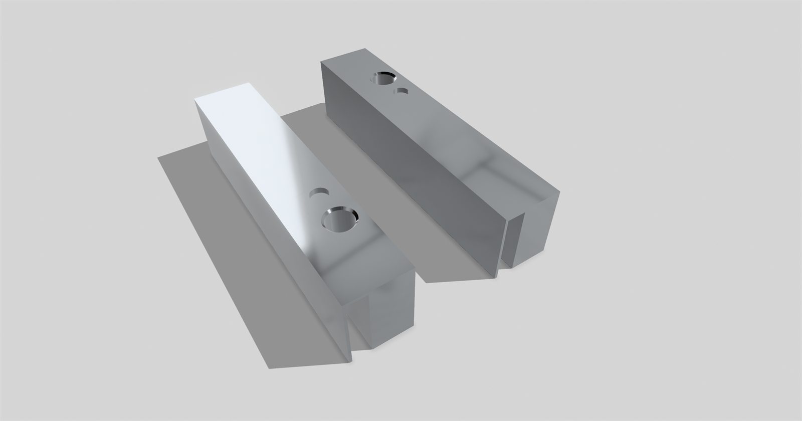 CAD render of a custom bracket designed for a glass door